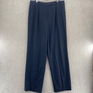 Talbots Pants Womens 12 Navy Wool Stretch Tapered Leg Pleated Office Career Work